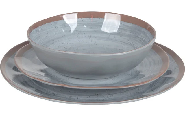 Bo-Camp Melamin Geschirr Set 12-tlg. Blau / Braun – Bild 2