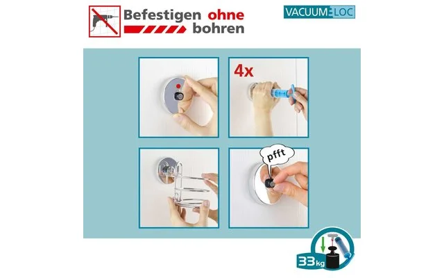 Wenko Vacuum-Loc Adapter Matt Premium 2er Set Befestigen Ohne Bohren – Bild 3