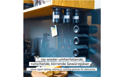 Silwy® Feinkost-Magnetgläser WHITE & CLASSY (192 Ml) 3er-Set Inkl. Metallleiste